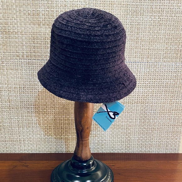 Slate Gray Black Chenille Bling Bucket Hat by Betmar - Picture 5 of 11